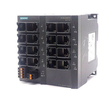 ​Промышленный коммутатор Siemens SCALANCE X216 6GK5216-0BA00-2AA3, управляемый, 16 портов 10/100 Мбит/с RJ45, светодиагностика, сигнальный контакт с кнопкой установки, резервное питание