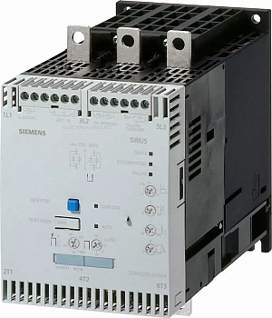 Устройство плавного пуска Siemens SIRIUS 3RW4055-6BB44, номинальный ток 134 А, мощность 75 кВт при напряжении 400 В, рабочее напряжение 200–480 В, напряжение управления 230 В AC, винтовые клеммы