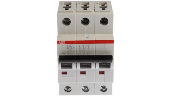 Автоматический выключатель ABB S203-K16 2CDS253001R0467, 16 А, 3 полюса, характеристика K, 230 В