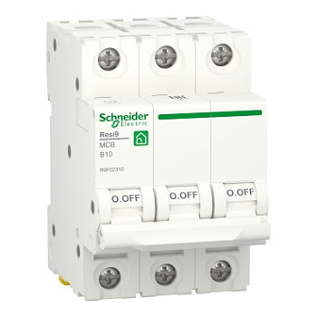 Автоматический выключатель Schneider Electric RESI9 R9F02310, 3-полюсный, 10 А, характеристика B, 6000 А