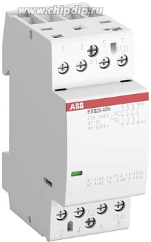 Контактор ABB ESB100-40N-01 1SAE661111R0140, 2-полюсный, номинальный ток 100 А, мощность 69,3 кВт, катушка 24 В AC/DC, 4 нормально открытых контакта.