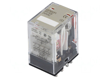 Реле промежуточное OMRON MY4N, 4PDT, 5 А, 24 В DC, с индикацией
