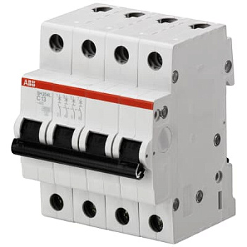 Автоматический выключатель ABB SH204L-C6 2CDS244001R0064, 6 А, 4 полюса, характеристика C, 400 В
