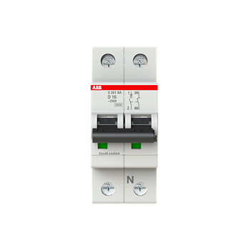 Автоматический выключатель ABB S201-D16NA 2CDS251103R0161, 16 А, 1 полюс, характеристика D, 230 В