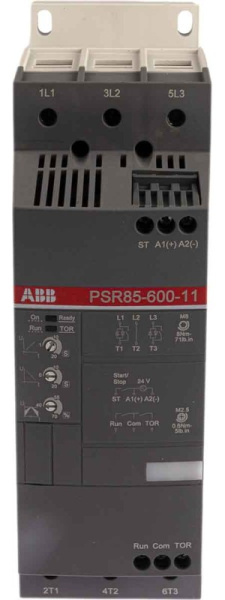 Плавный пускатель ABB 1SFA896114R1100, мощность 45 кВт, напряжение 208–600 В AC, 3 фазы, степень защиты IP10.