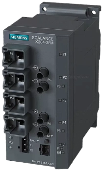 ​Промышленный коммутатор Siemens SCALANCE X204-2FM 6GK5204-2BB11-2AA3, управляемый, 4 порта 10/100 Мбит/с RJ45, 2 порта 100 Мбит/с многомодовый BFOC