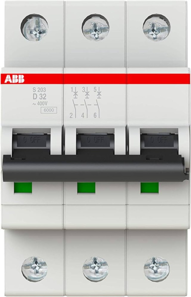 Автоматический выключатель ABB S203-D32 2TAZ116300R0321, 32 А, 1 полюс, характеристика B, 230 В