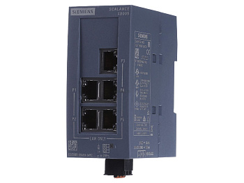 ​Промышленный коммутатор Siemens SCALANCE XB005 6GK5005-0BA00-1AB2, неуправляемый, 5 портов 10/100 Мбит/с RJ45, светодиагностика, питание 24 В AC/DC, степень защиты IP20