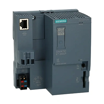 Контроллер Siemens 6ES7512-1SK01-0AB0, SIMATIC ET 200SP, CPU 1512SP F-1 PN, 300 КБ программы, 1 МБ данных, PROFINET IRT с 3-портовым коммутатором, производительность 48 нс, питание 24 В DC, требуется SIMATIC Memory Card и BusAdapter, IP20