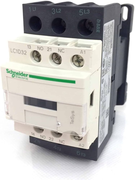 Контактор Schneider Electric LC1D32Q7C, серия TeSys D, 3-полюсный, 32 А, 440 В AC-3, катушка управления 380 В AC 50/60 Гц