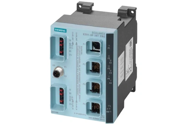​Промышленный коммутатор Siemens SCALANCE X201-3 6GK5201-3JR00-2BA6, управляемый, 3 порта 10/100 Мбит/с RJ45, поддержка PROFINET и Isochronous Real-Time (IRT), степень защиты IP65