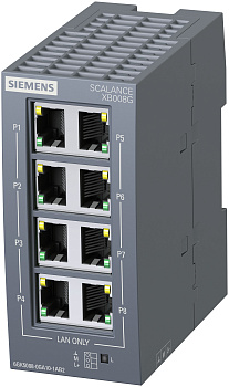 Промышленный коммутатор Siemens 6GK5008-0GA10-1AB2, SCALANCE X008, 8 портов Gigabit Ethernet, неуправляемый