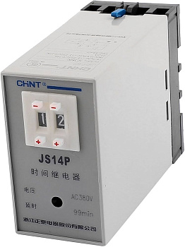 Реле времени Chint JS14P, диапазон до 99 секунд, напряжение питания 380 В AC.