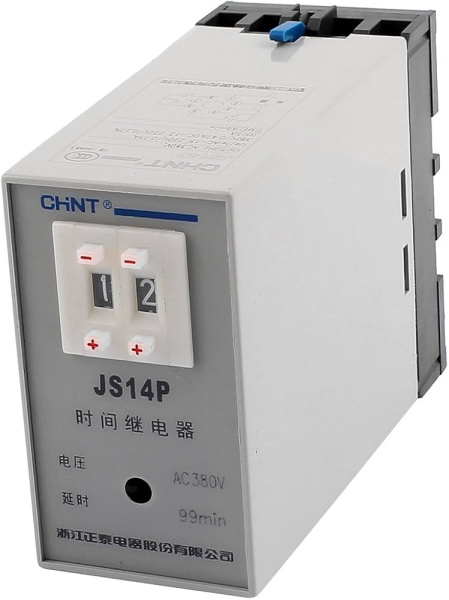 Реле времени Chint JS14P, диапазон до 99 секунд, напряжение питания 380 В AC.