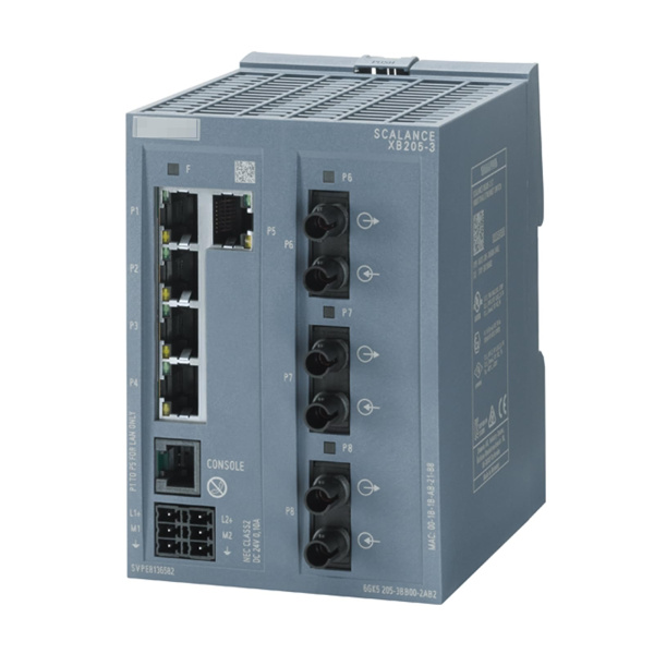 ​Промышленный коммутатор Siemens SCALANCE XB205-3 6GK5205-3BB00-2TB2, управляемый, 5 портов 10/100 Мбит/с RJ45, 3 порта 100 Мбит/с многомодовый FO ST
