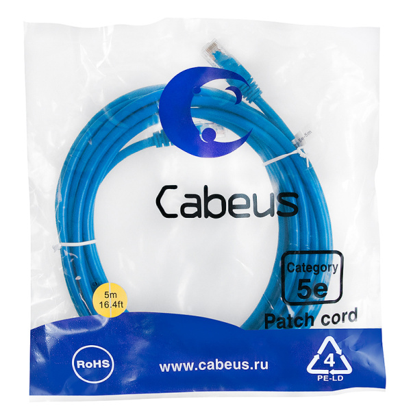 Кабель Cabeus PC-UTP-RJ45-CAT.5E-5M-BL-LSZH