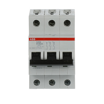Автоматический выключатель ABB S203-K40 2CDS253001R0557, 40 А, 3 полюса, характеристика K, 230 В
