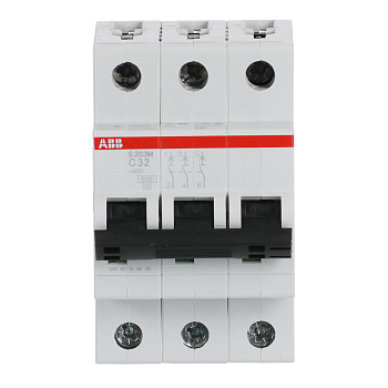 Автоматический выключатель ABB S203M-C32 2TAZ117300R0324, 32 А, 3 полюса, характеристика C, 400 В
