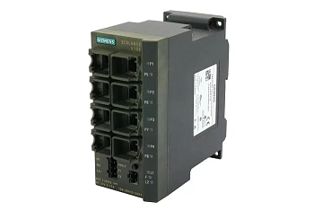 ​Промышленный коммутатор Siemens SCALANCE X108 6GK5108-0BA00-2AA3, неуправляемый, 8 портов 10/100 Мбит/с RJ45, светодиагностика, сигнальный контакт с кнопкой установки, резервное питание