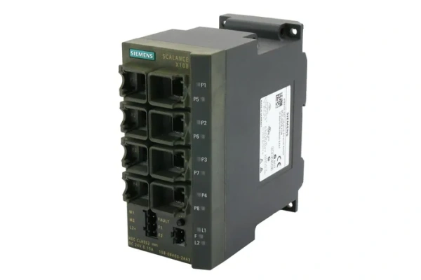 ​Промышленный коммутатор Siemens SCALANCE X108 6GK5108-0BA00-2AA3, неуправляемый, 8 портов 10/100 Мбит/с RJ45, светодиагностика, сигнальный контакт с кнопкой установки, резервное питание