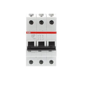Автоматический выключатель ABB S203M-D50 2TAZ117300R0501, 50 А, 3 полюса, характеристика D, 400 В