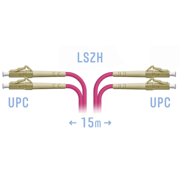 Кабель SNR SNR-PC-LC/UPC-MM4-DPX-15m