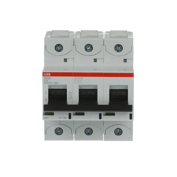 Автоматический выключатель ABB S803N-C10 2CCS893001R0104, 10 А, 3 полюса, характеристика C, 400 В