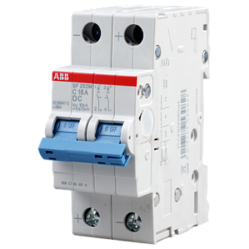 Автоматический выключатель ABB SF202M-C32DC 2TAZ166200R0324, 32 А, 2 полюса, характеристика C, 220 В DC
