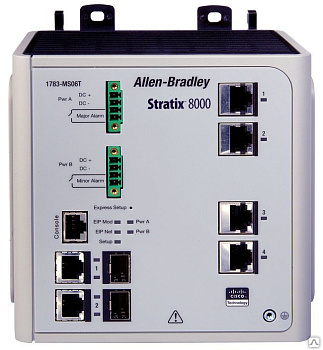 Промышленный коммутатор Allen-Bradley 1783-MS10T Stratix 8000, управляемый, 10 портов, 8 медных Ethernet портов, 2 комбинированных порта