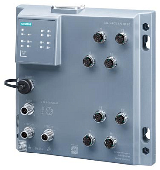 Промышленный коммутатор Siemens SCALANCE XP208EEC 6GK5208-0HA00-2ES6, управляемый, 8 портов 10/100 Мбит/с M12, степень защиты IP65, поддержка PROFINET IO
