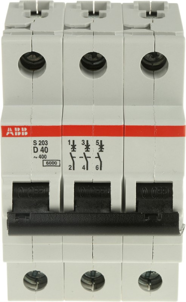 Автоматический выключатель ABB S203-D40 2CDS253001R0401, 40 А, 3 полюса, характеристика D, 400 В