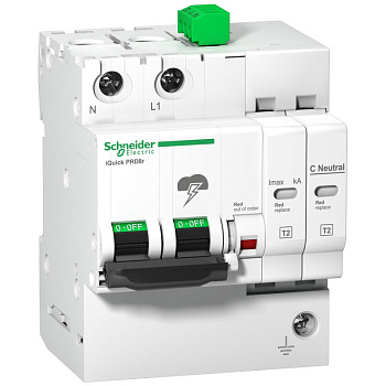 Устройство защиты от импульсных перенапряжений Schneider Electric Acti9 iQuick PRD40r A9L16292, 1 полюс + N, 350 В, с удалённым сигналом