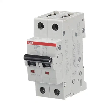 Автоматический выключатель ABB S202M-D13, 2-полюсный, характеристика D, 13 А