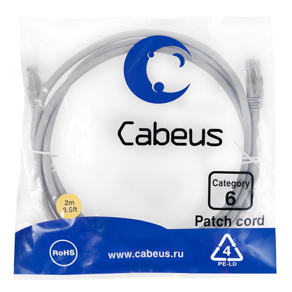 Кабель Cabeus PC-UTP-RJ45-Cat.6-2m-LSZH