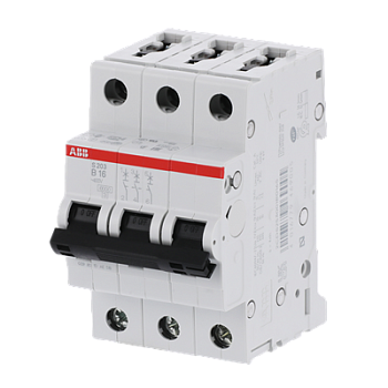 Автоматический выключатель ABB S203-B16 2CDS253001R0165, 16 А, 3 полюса, характеристика B, 400 В