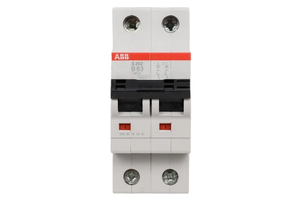 Автоматический выключатель ABB S202-B63 2CDS252001R0635, 63 А, 2 полюса, характеристика B, 400 В