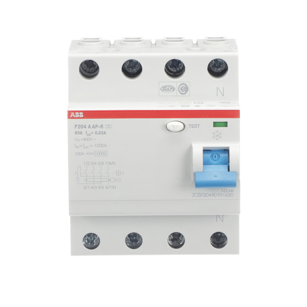 УЗО ABB F204 A-63/0.03 AP-R 2CSF204401R1630, 63 А, 4 полюса, тип A, 30 мА