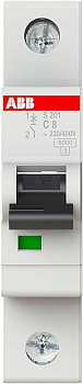 Автоматический выключатель ABB S201-C8 2CDS251001R0084, 8A, 6 кА, 1-полюсный, характеристика C