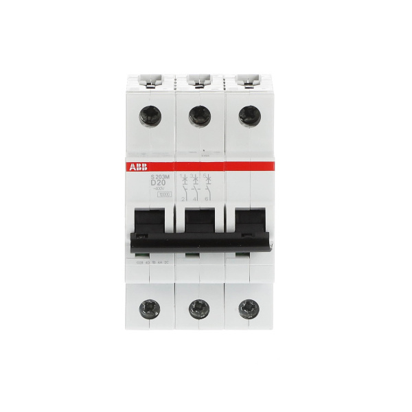 Автоматический выключатель ABB S203M-D20 2TAZ117300R0201, 20 А, 3 полюса, характеристика D, 400 В
