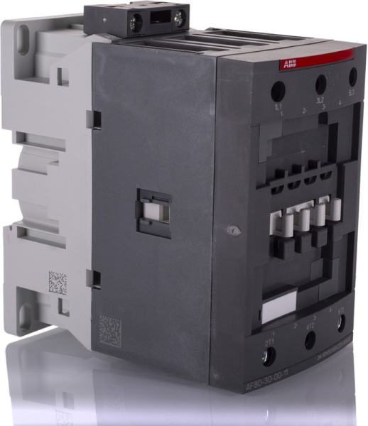 Контактор ABB AF80-30-00-11 1SBL397001R1100, 3-полюсный, номинальный ток 125 А, мощность 37 кВт, катушка 20–60 В DC, 3 нормально открытых контакта, напряжение до 690 В AC.
