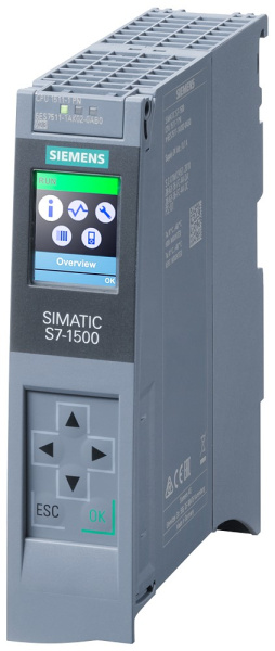​Контроллер Siemens SIMATIC S7-1500 CPU 1511-1 PN 6ES7511-1AK02-0AB0, рабочая память 150 КБ для программ и 1 МБ для данных, интерфейс PROFINET IRT с 2-портовым коммутатором