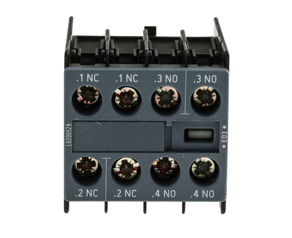 ​Блок дополнительных контактов Siemens 3RH2911-1HA22, фронтальный монтаж, 2 замыкающих и 2 размыкающих контакта, винтовые клеммы, для контакторов серии 3RT2 и реле серии 3RH2