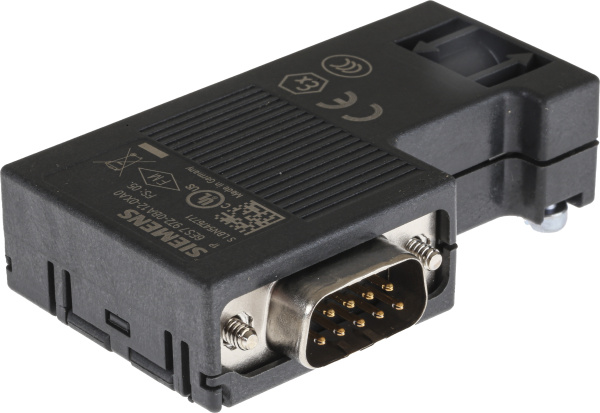 Коннектор Siemens 6ES7972-0BA12-0XA0, SIMATIC DP, для PROFIBUS до 12 Мбит/с, выход кабеля под углом 90°, без PG-разъема