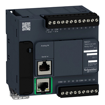 Программируемый логический контроллер Schneider Electric Modicon M221 TM221CE16R, 16 дискретных входов/выходов, 9 входов, 7 релейных выходов, Ethernet