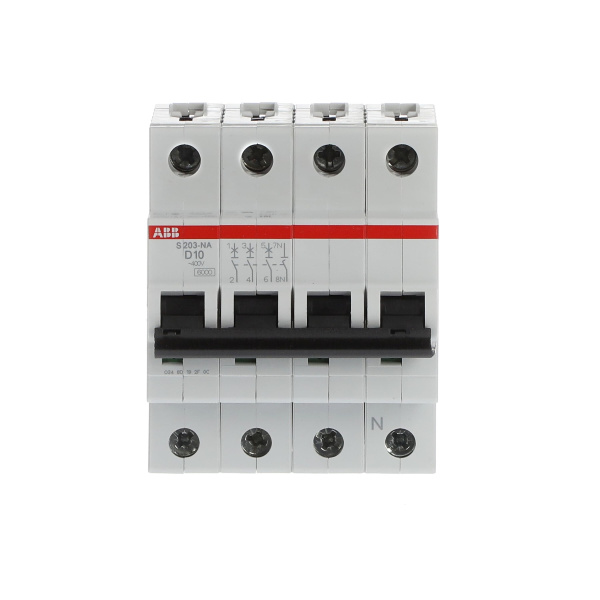 Автоматический выключатель ABB S203-D10NA 2CDS253103R0101, 10 А, 3 полюса, характеристика D, 400 В