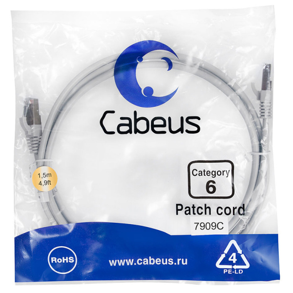 Кабель Cabeus PC-UTP-RJ45-CAT.6-1.5M-WH-LSZH