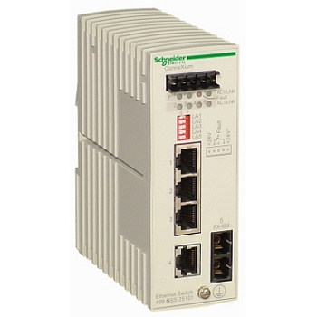Промышленный коммутатор Schneider Electric ConneXium 499NSS25101, 4 порта RJ45 10/100 Мбит/с, 1 порт 100BASE-FX для одномодового оптоволокна