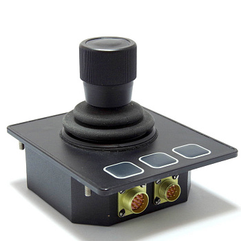 Джойстик управления Fambition 0980977011, аналоговый, 2‑осевой, резистивный, с эргономичной рукояткой, питание 5–24 В DC, отключаемая центрирующая пружина, монтаж через фланец