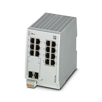 Промышленный коммутатор Phoenix Contact FL SWITCH 2314-2SFP 1006191, 12 портов 10/100 Мбит/с RJ45, 2 порта SFP, управляемый, монтаж на DIN-рейку.