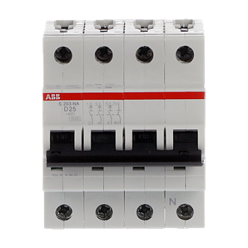Автоматический выключатель ABB S203-D25NA 2CDS253103R0251, 25 А, 3 полюса, характеристика D, 400 В
